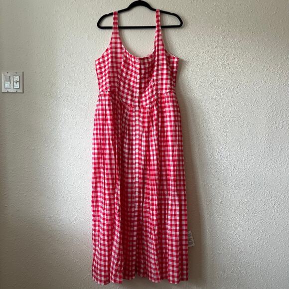 ASOS DESIGN voile picnic midi sundress red gingham Size 12 - Picture 2 of 5